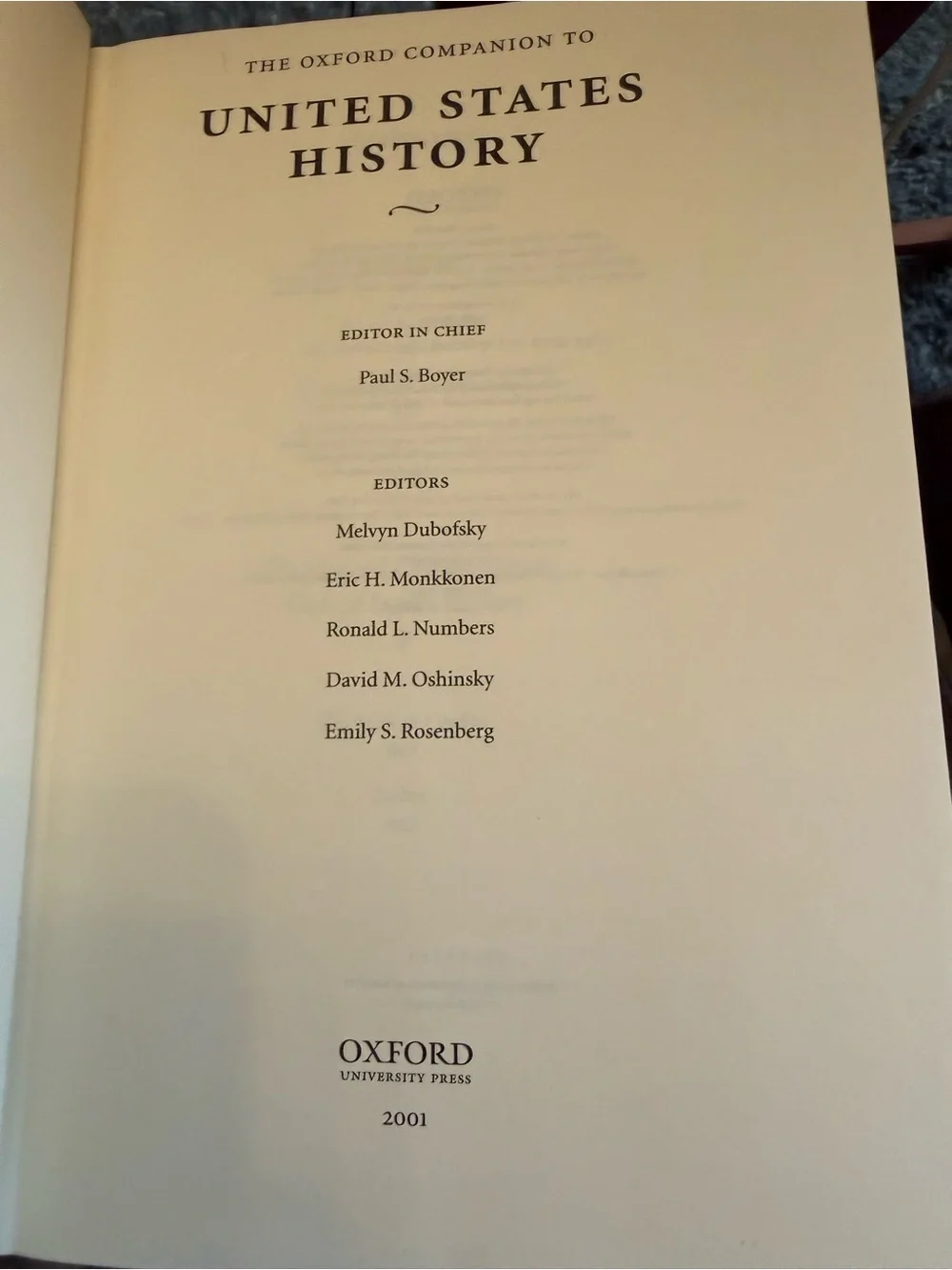 The Oxford Companion to United States History  Hardcover Book